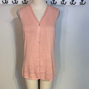 Rena Rowan Blush Peach Pink sweater vest nWT size Medium.